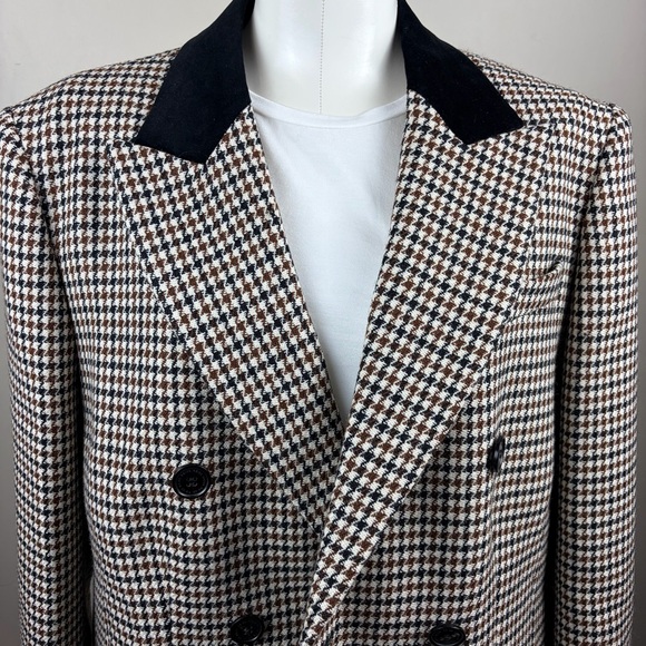 REISS CICI Size 14 Classic Luxury WOOL DOGTOOTH DOUBLE BREASTED BLAZER - Picture 3 of 11